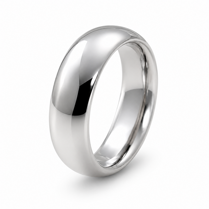 Silver ring on a white background