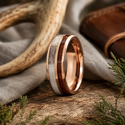 Rose Gold & Deer Antler