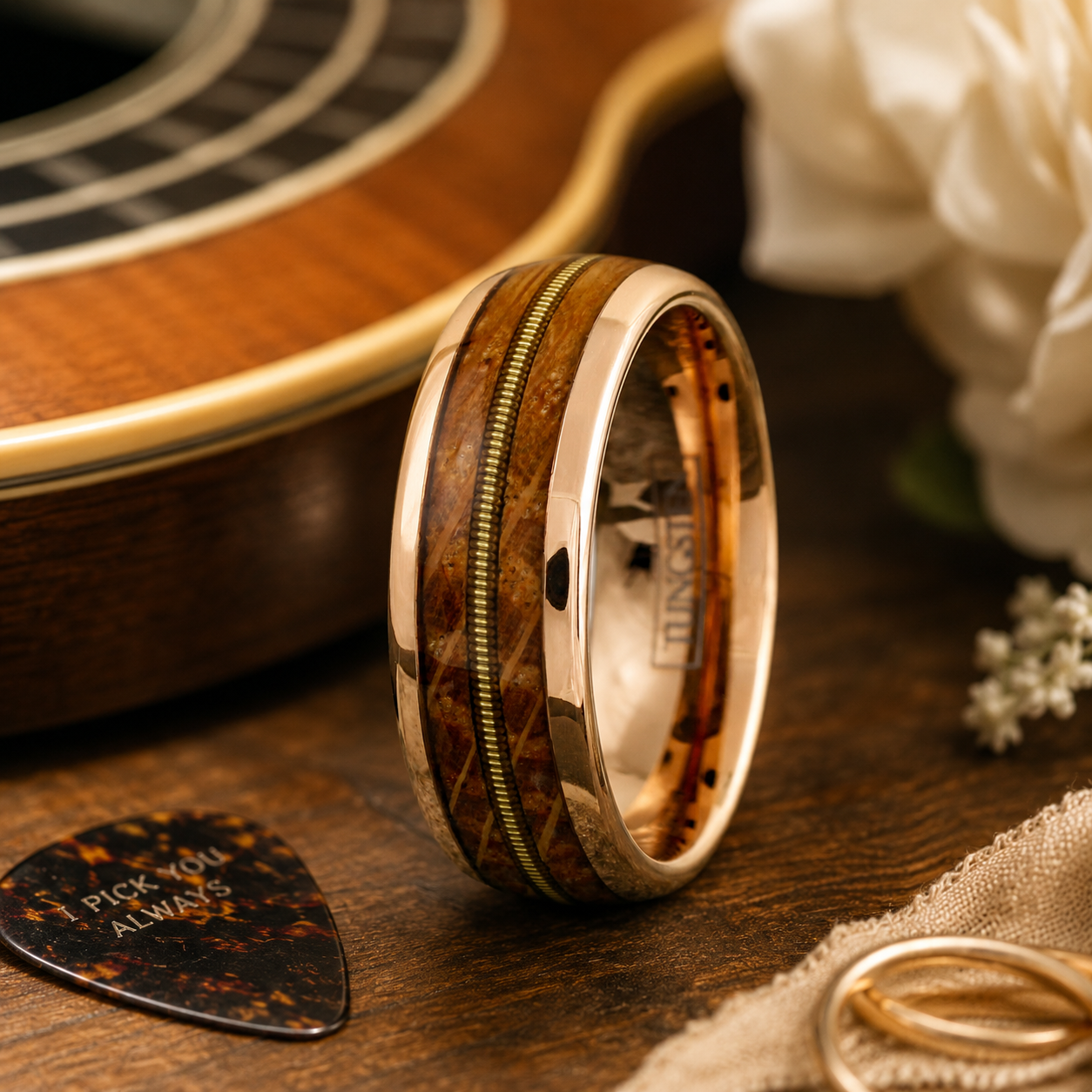 The Rose Gold Guitar String Ring
